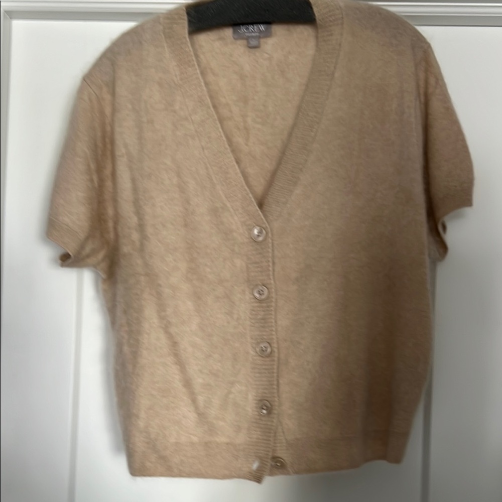 J. Crew Women's Short-Sleeve V-Neck Button Cardigan - Camel